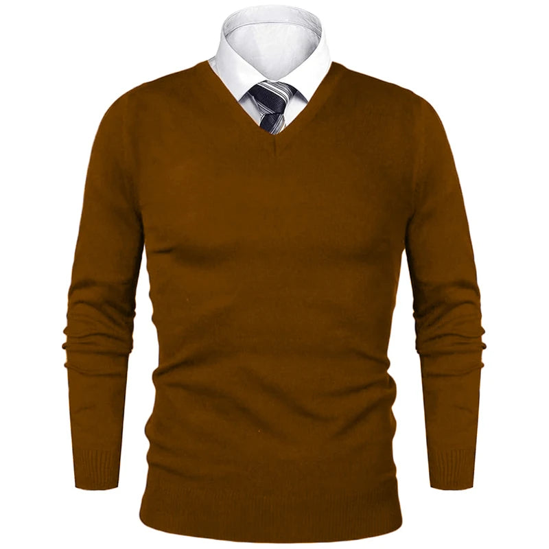 Animal Game Herren-Business-Pullover, lässiger Pullover mit V-Ausschnitt, kalte Bluse, leichter Wollstrick für den Außenbereich, luxuriöser Herrenpullover