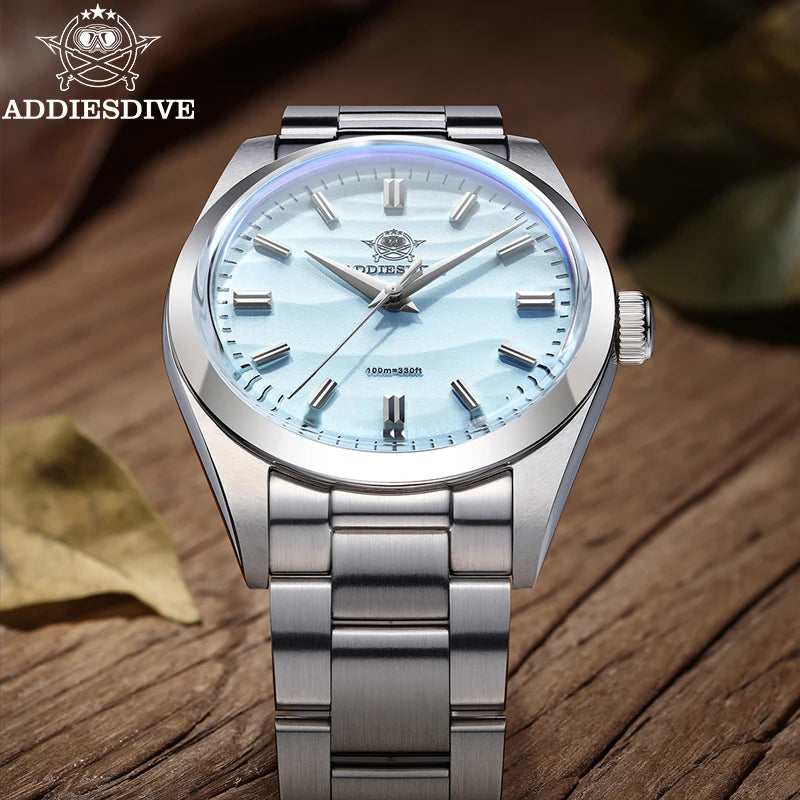 ADDIESDIVE Heißer Verkauf AD2030 Ohne LOGO Uhr Edelstahl 100M Wasserdicht Quarz Uhren 3D Sand Zifferblatt männer Armbanduhr kleid