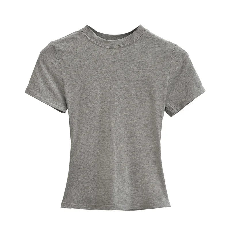 2024 neue Hohe Qualität Casual T shirt Sexy Dünne Kurzen Ärmeln Mode Trend Solide Frauen Kleidung y2k Tops