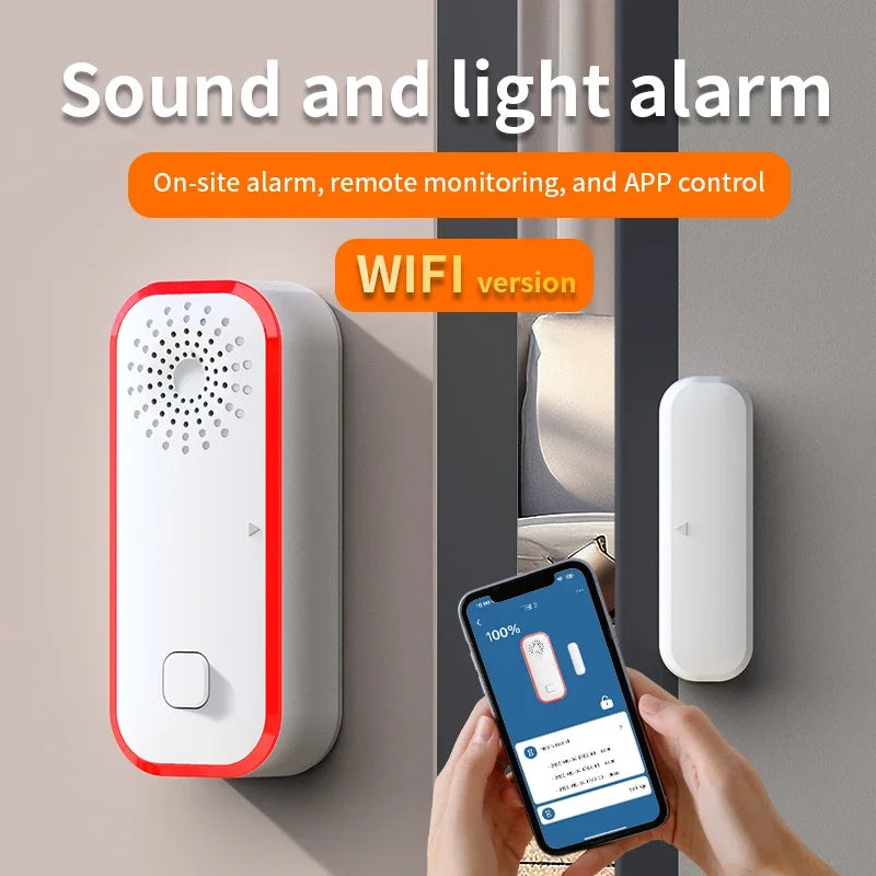 WiFi Tür Alarm Smart Tür Fenster Alarm Detektor 0-100dB Ton Und Licht Alarm APP Steuerung Smart Home sicherheit Alarm System