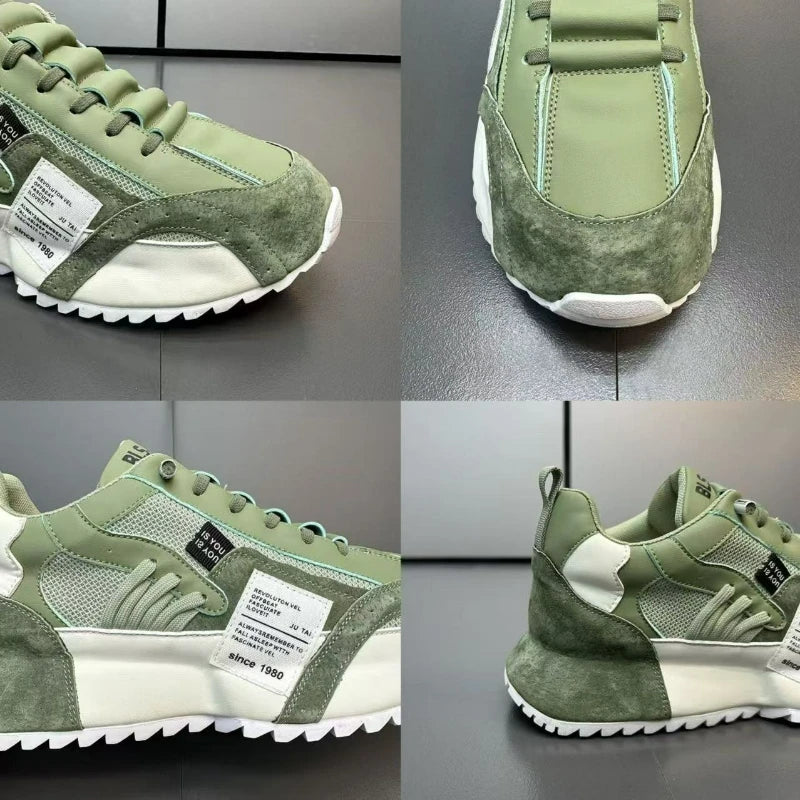 Männer Turnschuhe Plattform Casual Schuhe Trend Leder Runde Kappe Laufschuhe Im Freien Nicht-slip Schuhe Slip auf Atmungsaktive Männer schuhe