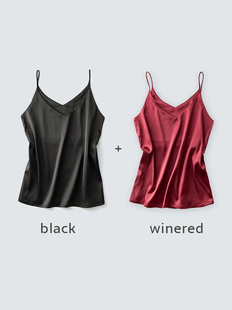 Spaghettiträger-Top für Damen, Neckholder, V-Ausschnitt, Basic, weiß, Cami, ärmellos, Satin-Seiden-Tanktops, Damen-Sommer-Unterhemd