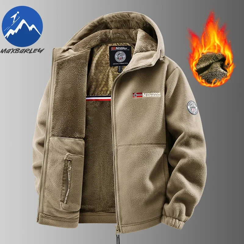 Heißer Verkauf Herren Herbst und Winter mit Kapuze norwegische Fleecejacke, Fleecejacke, Outdoor-Paar plus dicke Fleece-warme Jacke