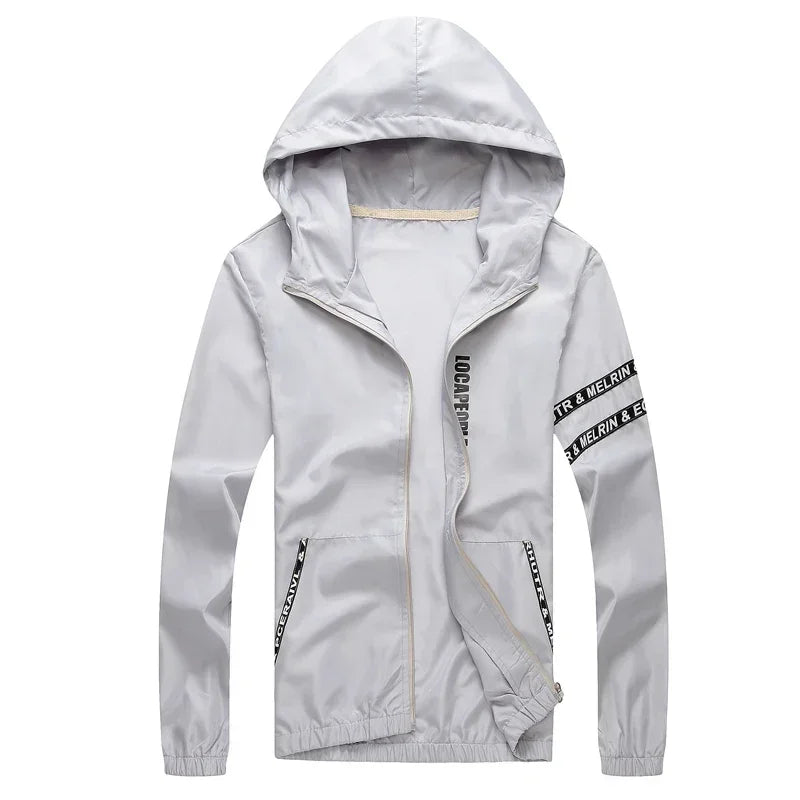 Männer Windjacke Sommer Sonnenschutz Jacke Outwear Sport Radfahren Dünne Mit Kapuze Mäntel Männer Jaqueta Masculina Marke Kleidung