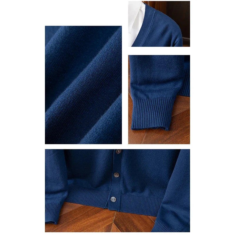 BROWON Marke Herren Pullover Strickjacke Business Casual Klassische V-ausschnitt Einfarbig Strickjacke Männer Pullover Koreanische Mode Herren Kleidung