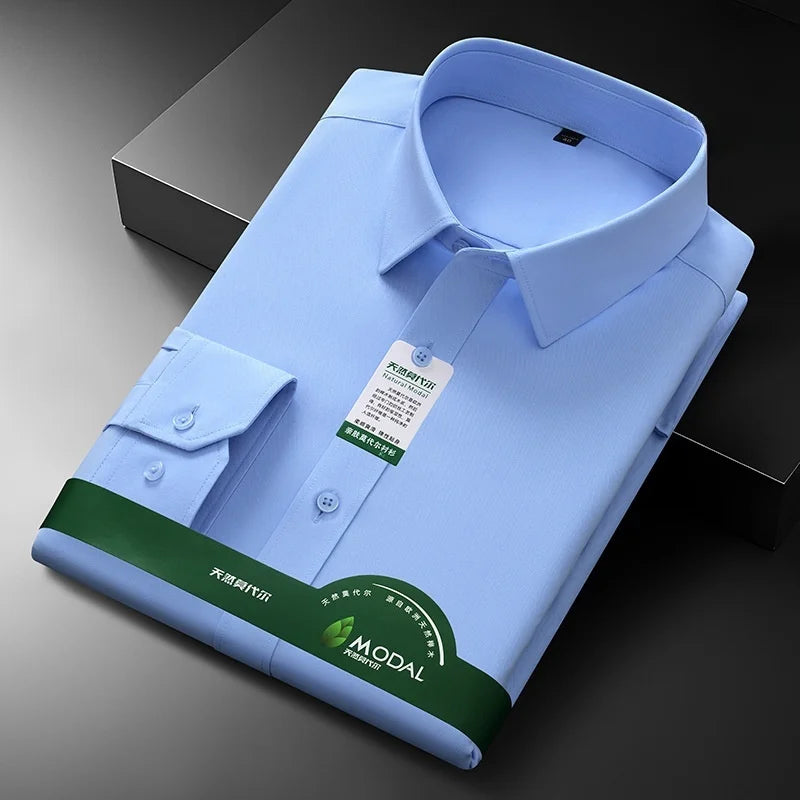 Neue Qualität Anti-Falten Männer Hemd Lange Ärmel Kleid Shirts Für Männer Slim Fit Camisa Social Business Weiß büro Hemd 4XL 5XL