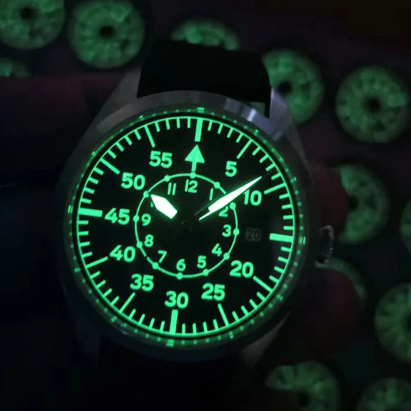 Swiss Uhren Aviator Pilot Automatikuhr Field Mechanische  Fliegeruhr Flieger Armbanduhr Reloj Aviador Piloto Clock Uhr