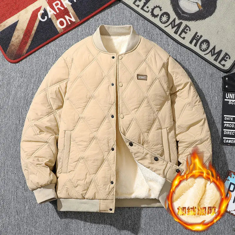 Männer Winter Raute Baumwolle gepolsterte Jacke lässig dicke Lamm wolle Gitter vielseitige Unisex Mantel Vintage Baseball kälte festen Parka