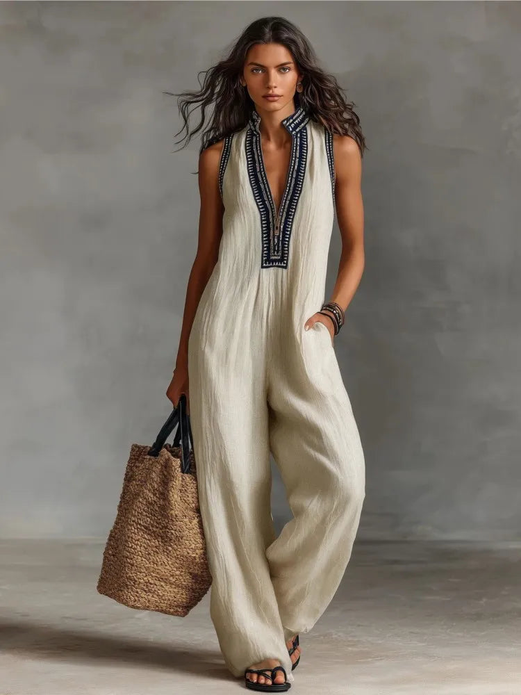 19,00 € EUR Neue Ärmellose Damen-Jumpsuits Sommer Mode Stehkragen Lose Taschen Weite Hosen Jumpsuit Damen Urlaub Party Overall