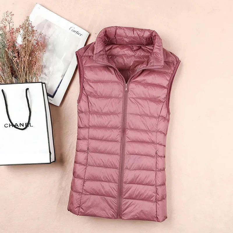 Weiße Ente Unten Jacke Frauen Weste Herbst Winter Ärmellose Weste Warme Leichte Puffer Jacke Weibliche Tops Outwear 8XL