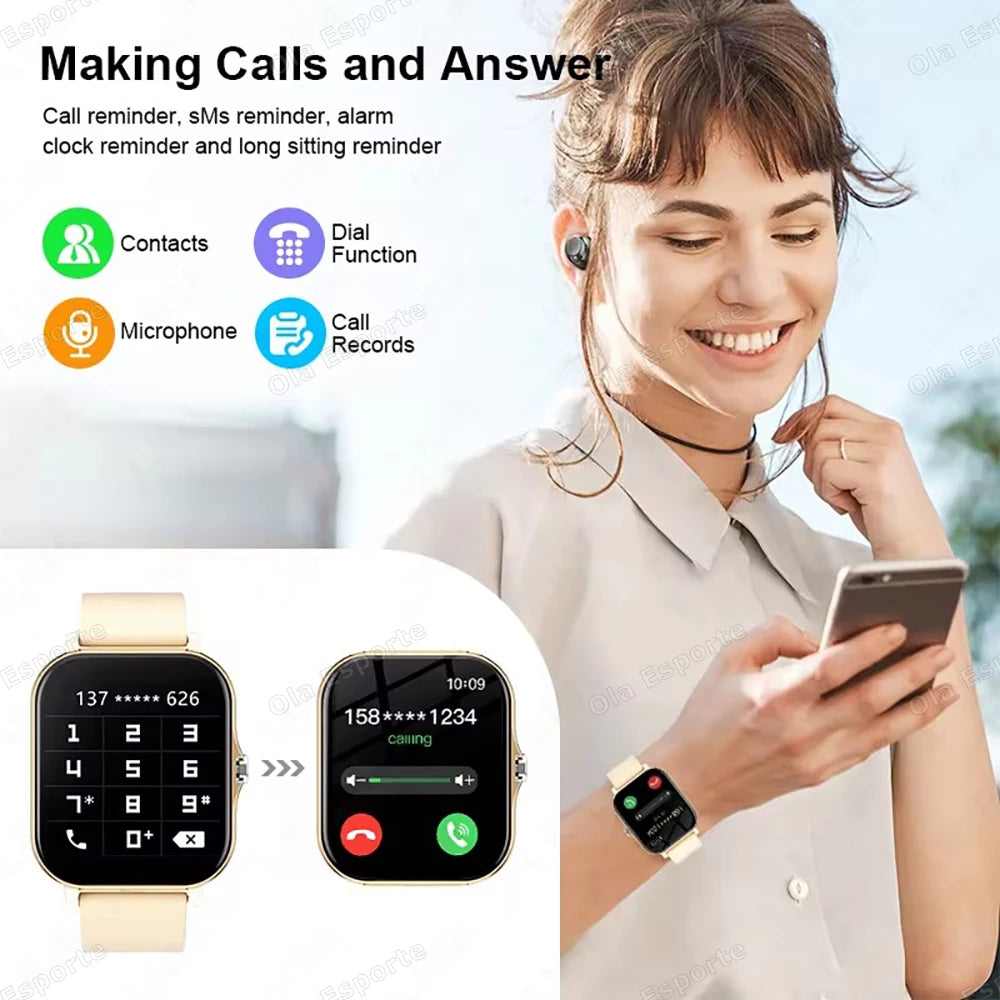 Neue Smartwatch 2,01 Zoll HD-Display Antwort Anruf machen Nachricht Vorschau Sportmodi Smartwatch DIY Zifferblatt Wettervorhersage Männer Frauen