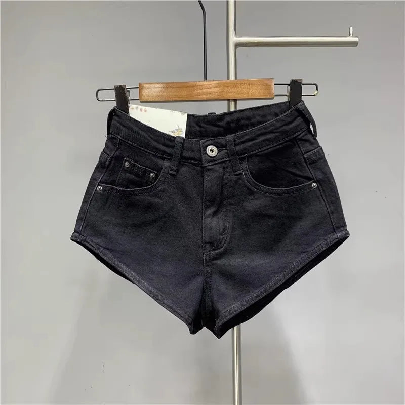 Neue koreanische Damen jeans Stretch schlanke Baumwoll-Denim-Shorts A-Linie Hot pants Damen bekleidung Himmelblau