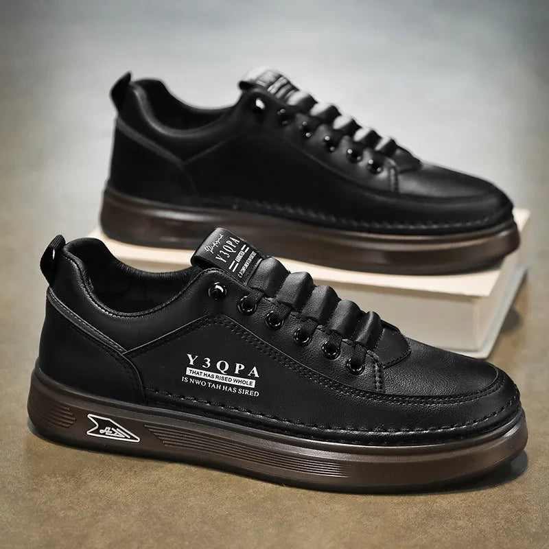 Leder-Freizeitschuhe für Herren, atmungsaktive weiße Turnschuhe, modische Fahren, Wandern, Tennisschuhe für Herren, italienische Büro-Flats-Schuhe
