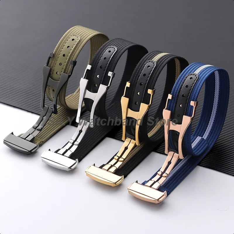Nylon-Canvas-Armbänder für Tudor für Rolex 20 mm Faltschließe, gerippte Nylon-Armbänder, universeller Sport-Armbandgürtel für Herren und Damen