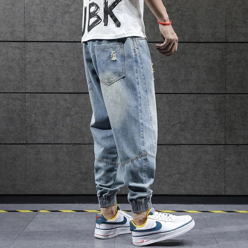 neue Hip Hop Harem Jeans Hosen Männer Lose Jogger Denim Casual Jogginghose Korea Knöchel Länge Hosen Streetwear Männliche Kleidung