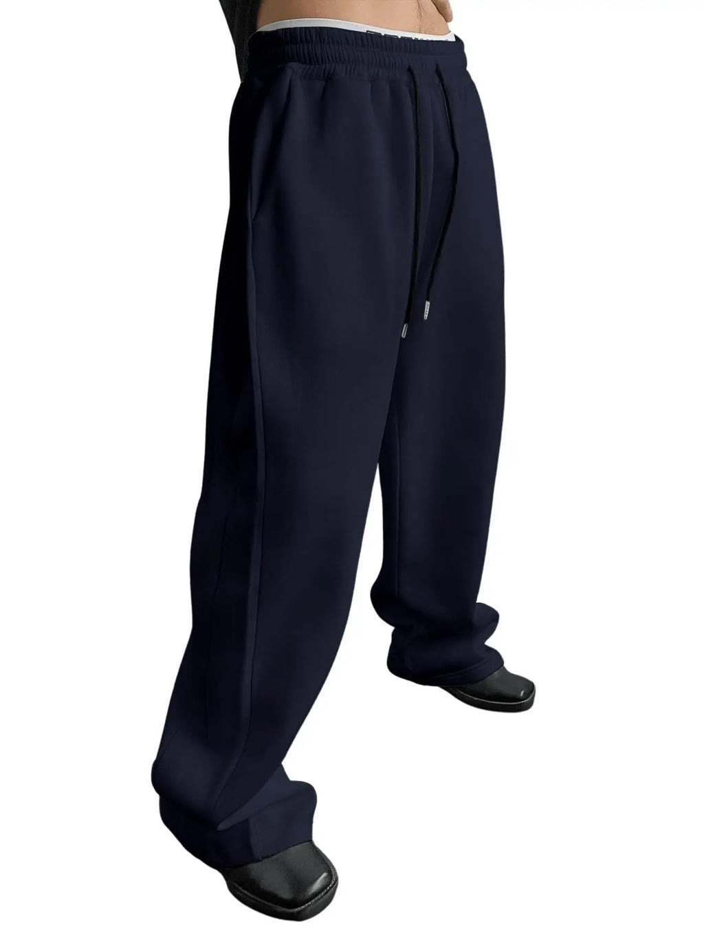 Herren-Sweatpants mit weitem Bein, Kordelzugbund, gerade geschnitten, lockere Freizeithose, Wanderhose, Jogginghose