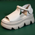 Sommer Slope Heel Thick Bottom Sandalen Open Toe Hollow Roman Sandalen Plattform Casual Kordelzug Mom Sandalen Damen Hausschuhe