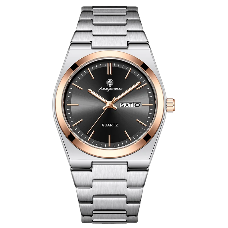 PAAZOMU Luxus Sport Quarz Mann Armbanduhr Wasserdicht Leucht Datum Woche Männer Uhren Edelstahl herren Uhr Männlich Reloj + box