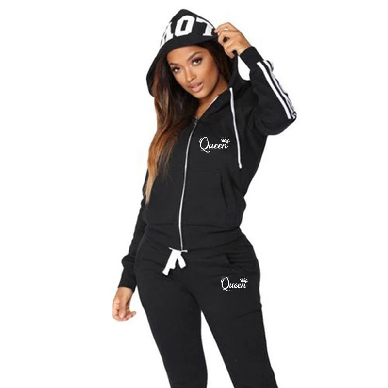 Heiße Damenmode Trainings anzug gestreifte Hoodies und Jogger hosen Damen tägliche Freizeit kleidung