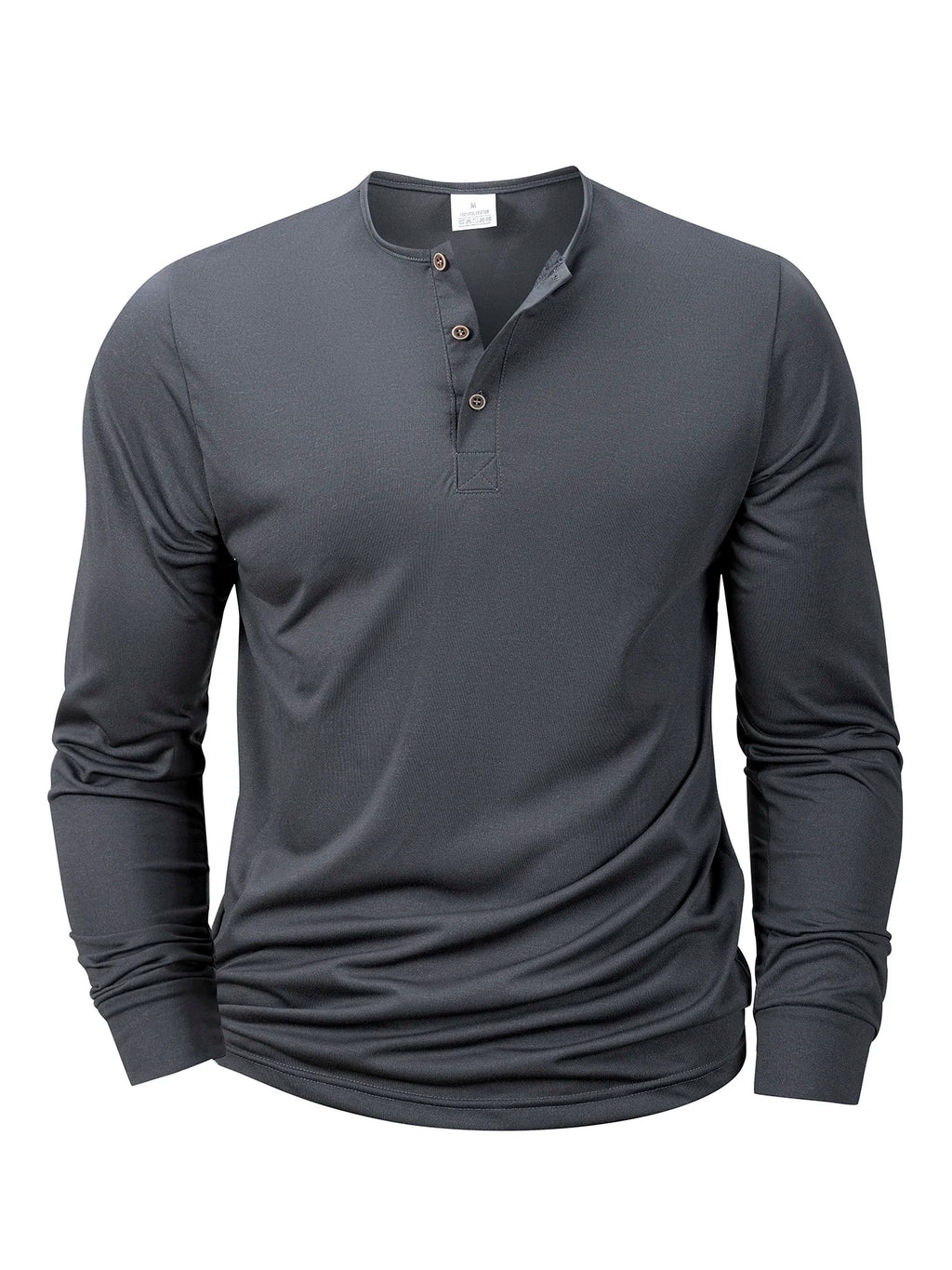 Langärmliges Herren-T-Shirt mit Henley-Ausschnitt, schmale Passform, T-Shirt mit lässigem Knopf, bequemes Fitness-T-Shirt, gemütliches Oberteil