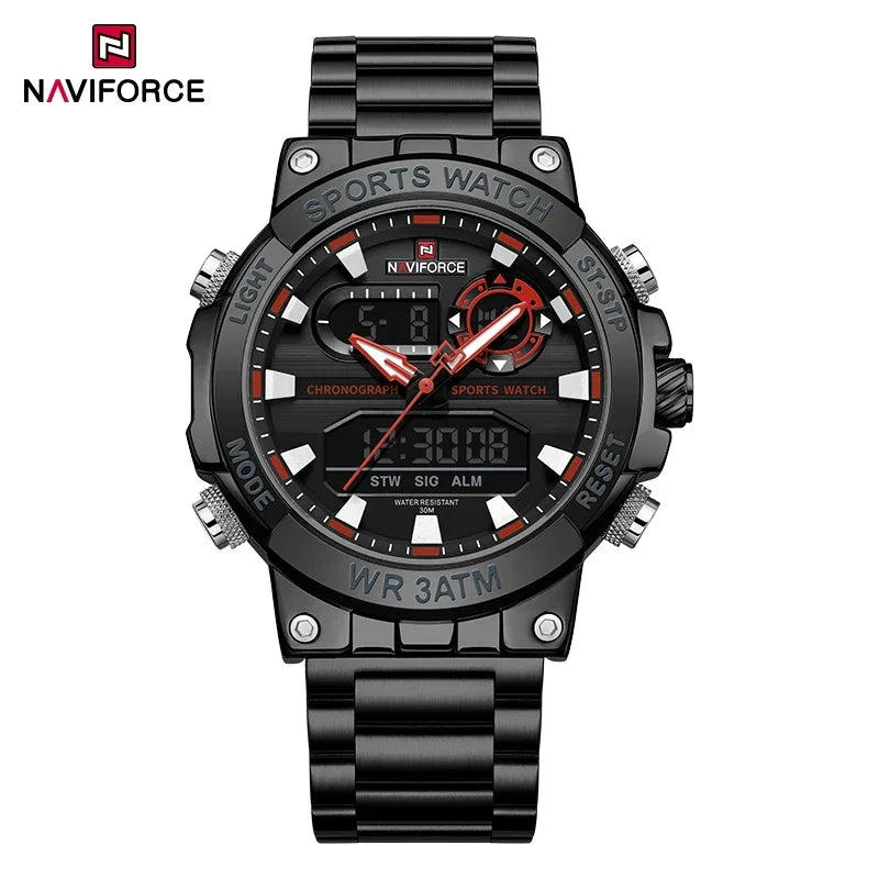 NAVIFORCE Männer Militär Uhr Wasserdichte Armbanduhr Dual Display Quarzuhr Sport Uhr Männliche Große Uhren Männer Relogios Masculino