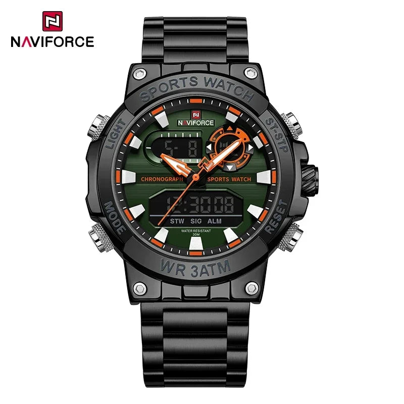NAVIFORCE Männer Militär Uhr Wasserdichte Armbanduhr Dual Display Quarzuhr Sport Uhr Männliche Große Uhren Männer Relogios Masculino