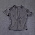 Damen Yoga-Shirt – figurbetontes Trainingstop mit Reißverschluss & Stehkragen