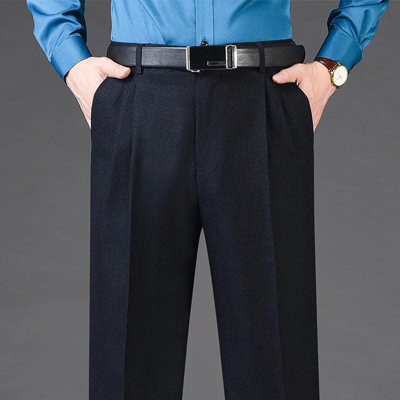 Hohe Taille Wolle Kaschmir Anzughose Männer Doppelt Plissee Winter Herbst Kleid Hose für Männer Formale Business Größe 29-50 52 54 56