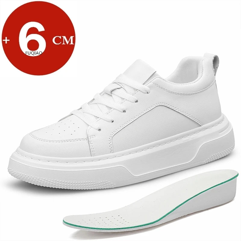 Echtes Leder, 6 cm, Höhe erhöhen, Paar-Schuhe, bequem, atmungsaktiv, Aufzug-Sneaker für Männer und Frauen, leicht, lässig, Sport