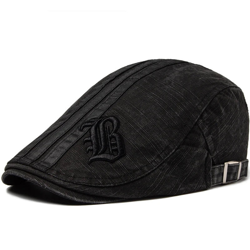 CNTANG Neue Männer Baskenmütze Mode Stickerei Flache Kappe Sommer Visier Für Männliche Mode Vintage Baumwolle Casual Berets Einstellbar