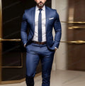 Neuer marineblauer Acetat-Satin-Herrenanzug für Party, Abschlussball, besonderes Geschäft, Bräutigam, Trauzeuge, Hochzeit, männlicher Smoking, 2-teiliges Set, Blazer und Hose