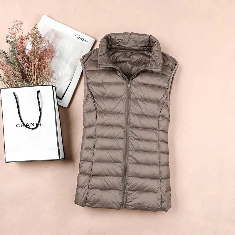 Weiße Ente Unten Jacke Frauen Weste Herbst Winter Ärmellose Weste Warme Leichte Puffer Jacke Weibliche Tops Outwear 8XL