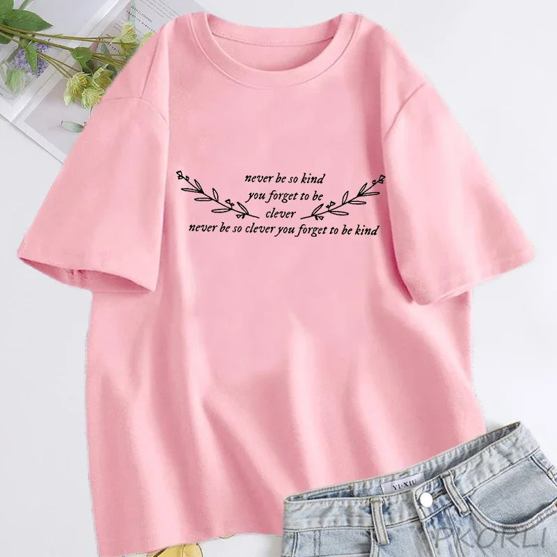 Damen T-Shirt Never Be So Clever You Forget To Be Kind Marjorie Lyrics T-Shirt Damen Baumwolle Kurzarm T-Shirts Streetwear