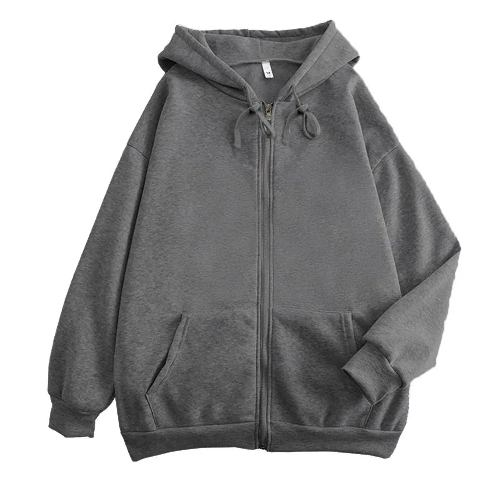 High Street Hoodie Männer Einfarbig Zip Up Langarm Lose Jacke Mäntel Casual Mit Kapuze Sweatshirt Y2K Mode Outdoor Kleidung