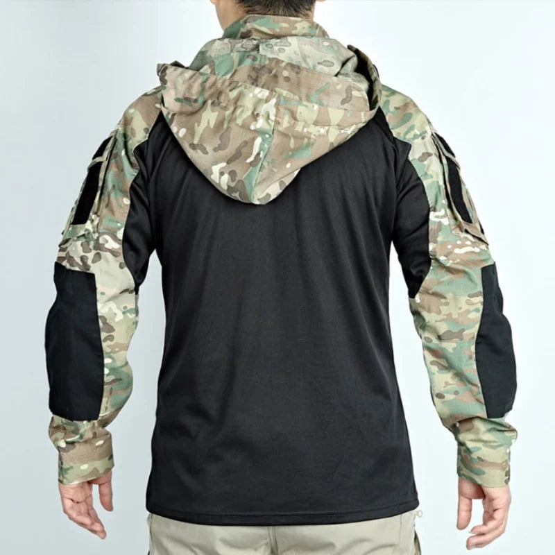 Outdoor Uniform Taktische Anzüge Tragen Beständig T-Shirt Kapuze Hosen Männer Kleidung Kampf Shirts Airsoft Paintball Jagd Kleidung