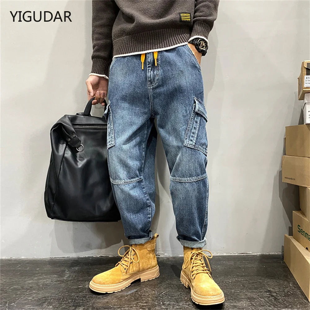 Jeans Männer Baggy Kleidung Multi Taschen Skateboard Cargo Jeans Für Männer Taktische Denim Jogger Jeans Männer Hosen Denim Hosen Mann
