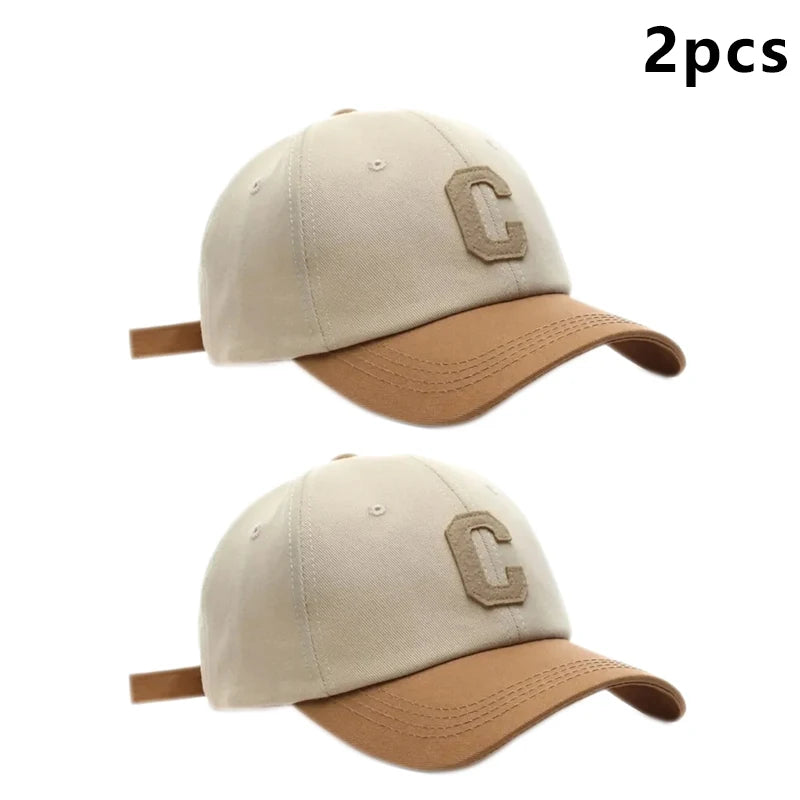 Baseballkappe für Damen und Herren, modisch, Buchstabe C, Patch-Hut, Sommer-Sonnenblenden, Kappen, Farbblock-Design für Freizeitkleidung