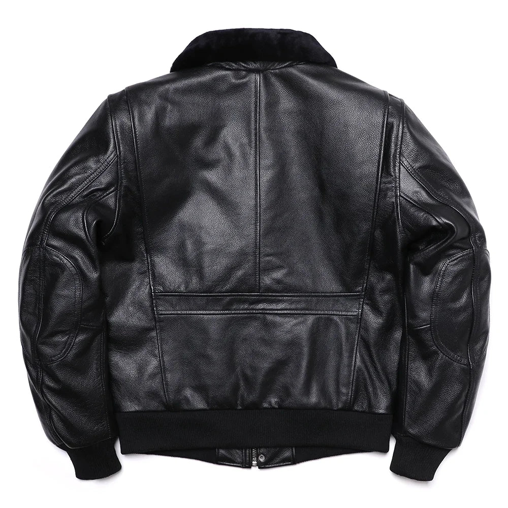 Air Force Fliegerjacke Natürliche Rindsleder Echtes Leder Piloten Mantel Verdicken Warme Kleidung Motorrad Tuch