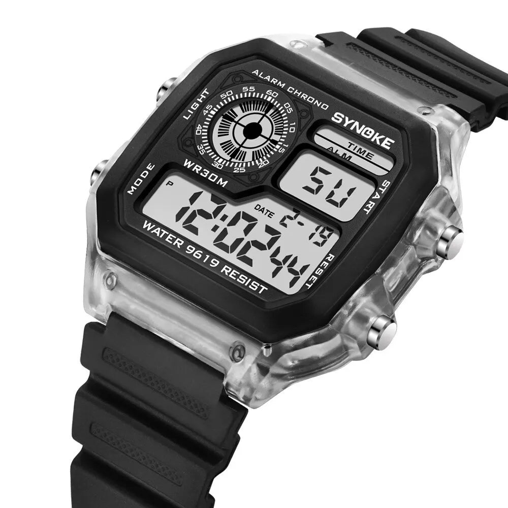 Synoke digital uhren männer sport leuchtende multifunktion wasserdicht chrono armbanduhr outdoor und lauf student sieben lichter