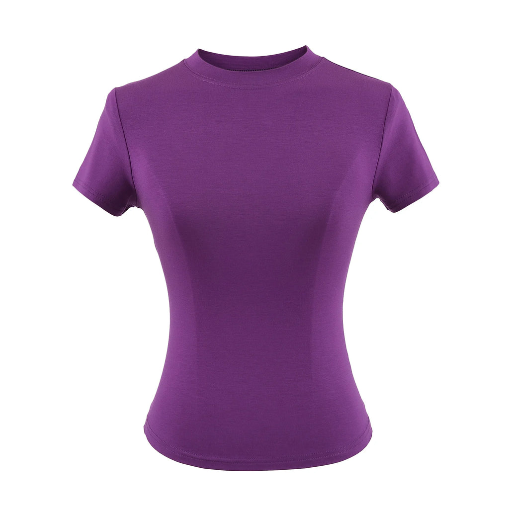 2024 neue Hohe Qualität Casual T shirt Sexy Dünne Kurzen Ärmeln Mode Trend Solide Frauen Kleidung y2k Tops