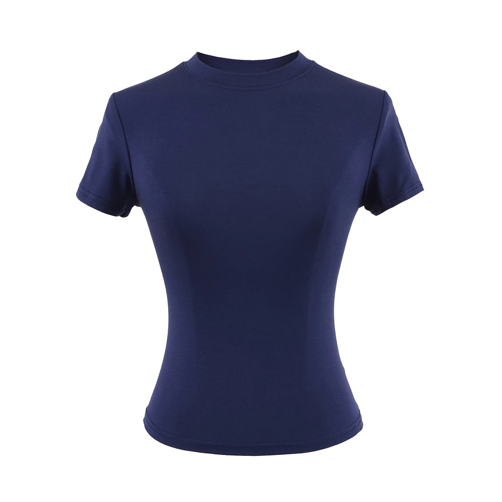 2024 neue Hohe Qualität Casual T shirt Sexy Dünne Kurzen Ärmeln Mode Trend Solide Frauen Kleidung y2k Tops
