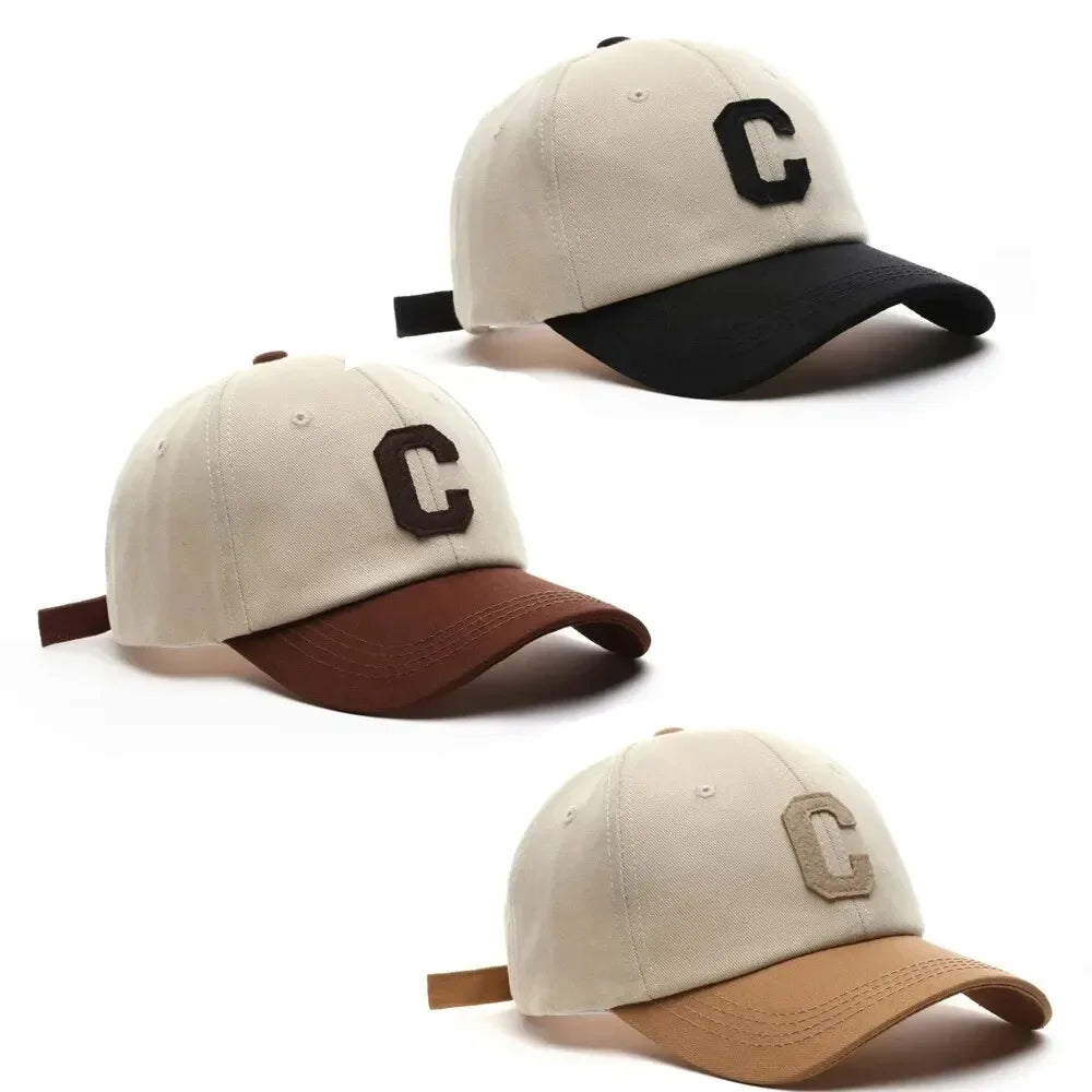 Baseballkappe für Damen und Herren, modisch, Buchstabe C, Patch-Hut, Sommer-Sonnenblenden, Kappen, Farbblock-Design für Freizeitkleidung