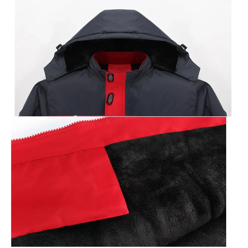 Winter Männer  Jacke Wasserdicht Wandern Ski Plus Samt Windjacke Jacken Abnehmbare Kapuze Große Größe Parkas