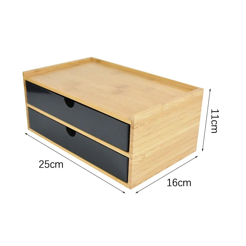 1-3 Schicht Bambus Aufbewahrungsbox Kleinigkeiten Kosmetik Schmuck Schreibwaren Headset Aufbewahrungsbox Home Office Hotel Aufbewahrungsschubladen
