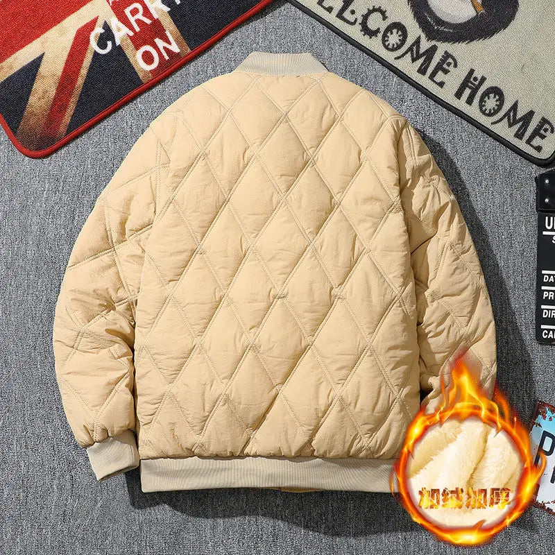Männer Winter Raute Baumwolle gepolsterte Jacke lässig dicke Lamm wolle Gitter vielseitige Unisex Mantel Vintage Baseball kälte festen Parka