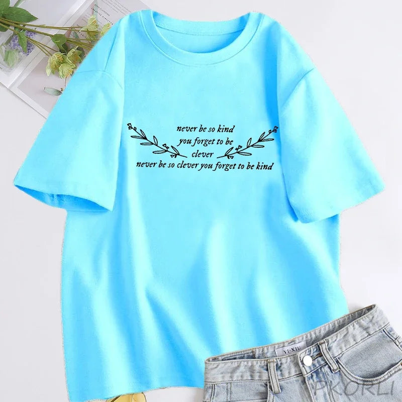 Damen T-Shirt Never Be So Clever You Forget To Be Kind Marjorie Lyrics T-Shirt Damen Baumwolle Kurzarm T-Shirts Streetwear