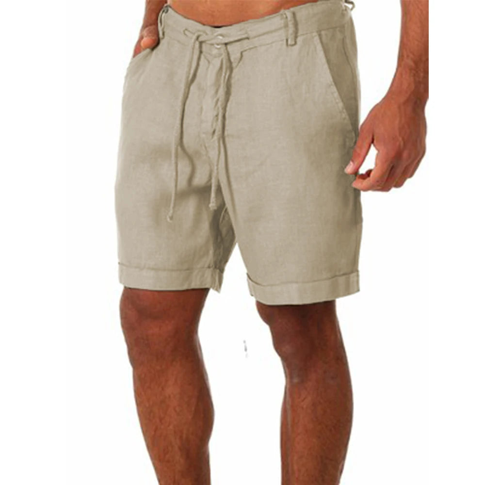 Neue Männer Baumwolle Leinen shorts Hosen Männlichen Sommer Atmungs Einfarbig Leinen Hosen Fitness Streetwear S-4XL