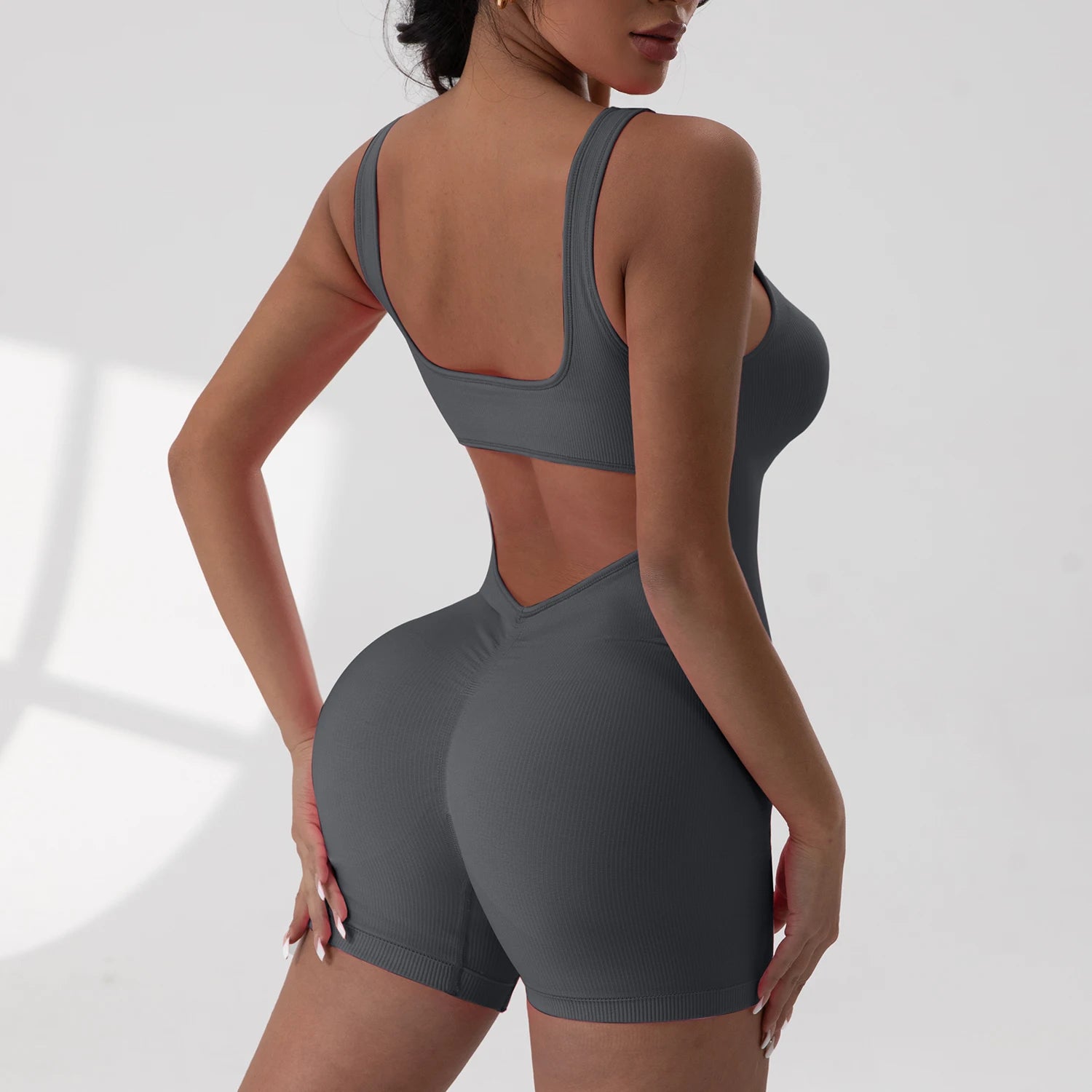 V-förmiger freiliegender Taille für Damen, Sommer-Overalls, Fitness, Alltagskleidung, lässige Yoga-Workout-Overalls