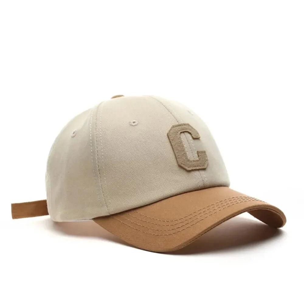 Baseballkappe für Damen und Herren, modisch, Buchstabe C, Patch-Hut, Sommer-Sonnenblenden, Kappen, Farbblock-Design für Freizeitkleidung