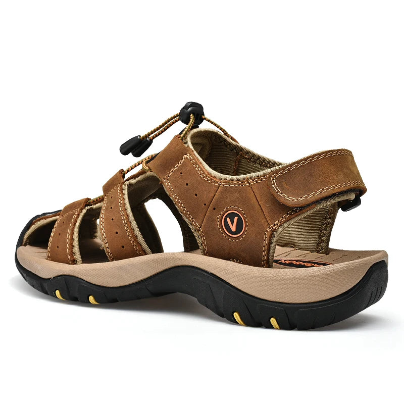 Sommer Männer Sandalen Aus Echtem Leder Herren Casual Schuhe Outdoor Männer Leder Sandalen für Männer Strand Schuhe Römische Schuhe Plus Größe 38-48